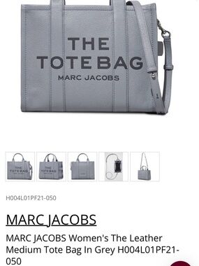 Marc Jacobs Leather Tote Bag - Grey Blue